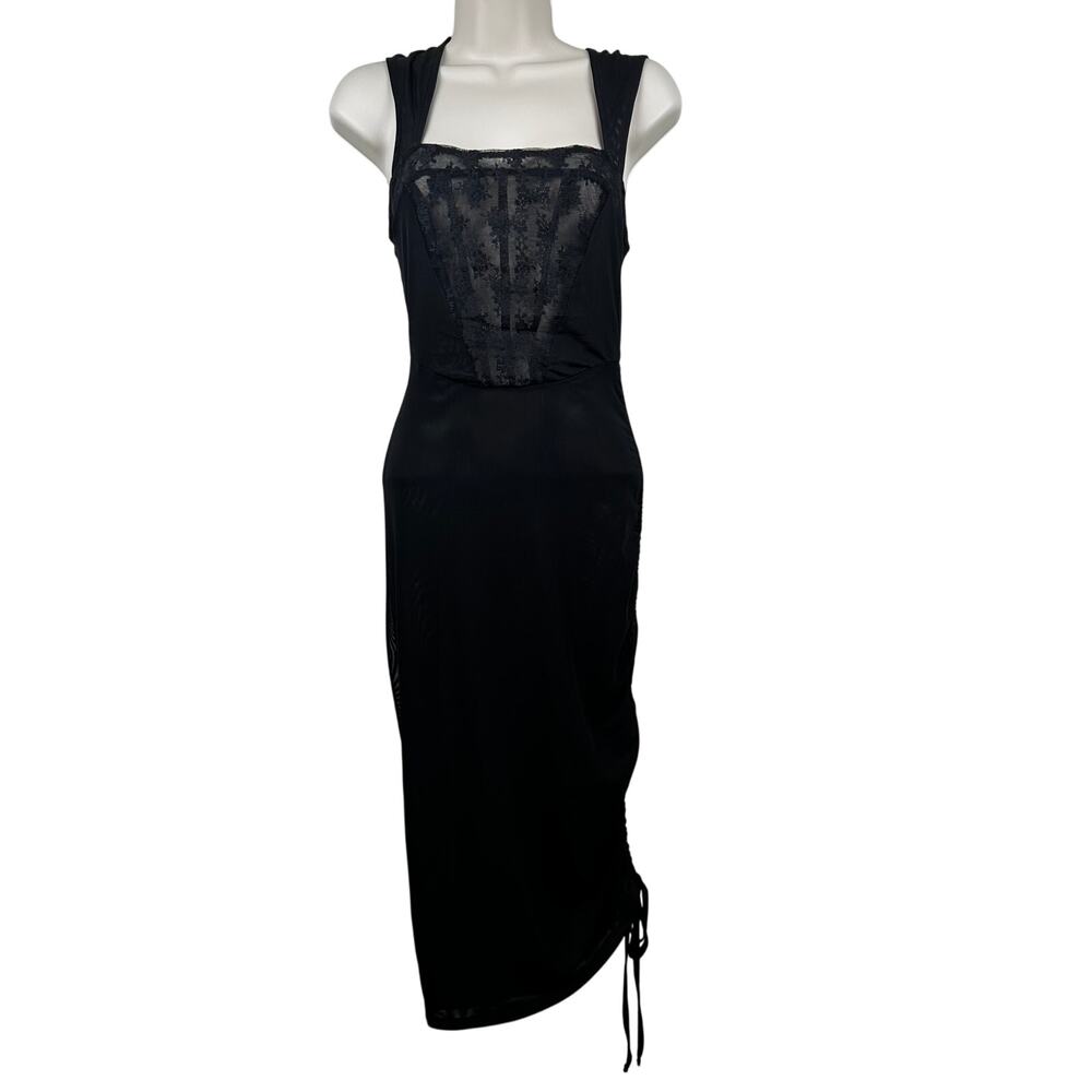 NEW Intimately Free People Corset-Is Convertible Mesh Dress Black S Dark Romance - Picture 5 of 16